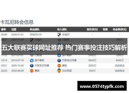 五大联赛买球网址推荐 热门赛事投注技巧解析